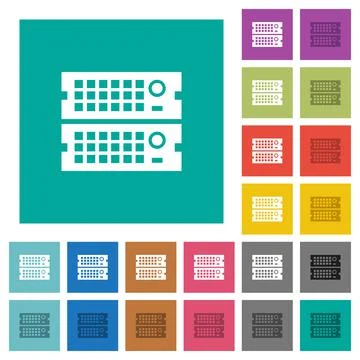 Rack servers square flat multi colored icons Stockillustratie
