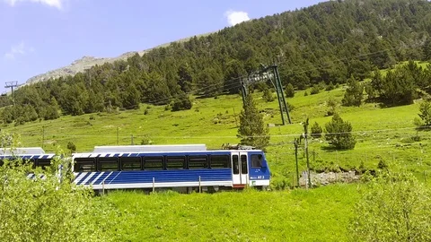 Rack train in the mountain waiting to leave Stock Footage 103573431