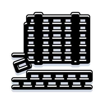 Rack unit with secure fastening straps icon Stock Illustration