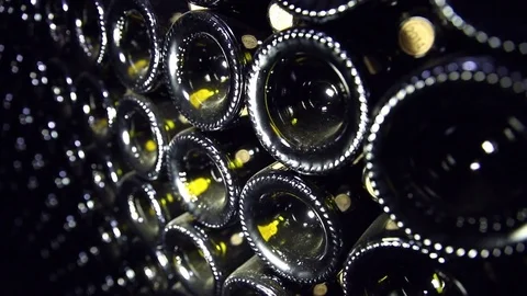 Rack of a wine bottles in a cellar Stock Footage 74226660