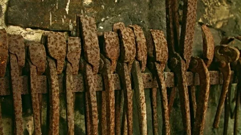 Racked Pliers  in an Abandoned Blacksmith Workshop Видео 80714989