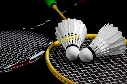 Racket and a shuttlecock. Stock Photos