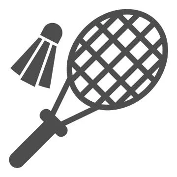 Racket and shuttlecock solid icon, summer sport concept, Badminton sign on white Stock Illustration