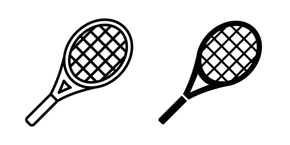 Racket icon thin line and clipart style vector set Stock Illustration