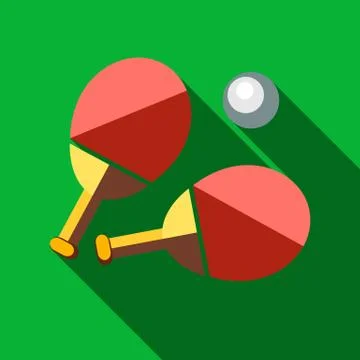 Racket pong table with long shadow. Stock Illustration