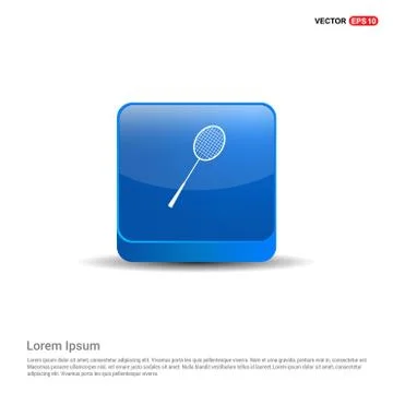 Racket Shuttlecock Icon - 3d Blue Button Illustrazione stock