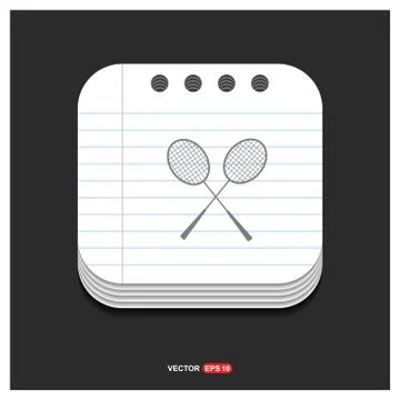 Racket Shuttlecock Icon Gray icon on Notepad Style template Vector EPS 10 Fre 스톡 일러스트