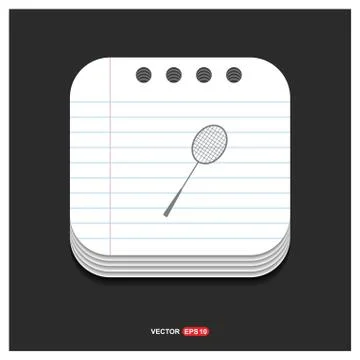 Racket Shuttlecock Icon Gray icon on Notepad Style template Vector EPS 10 Fre Stock Illustration