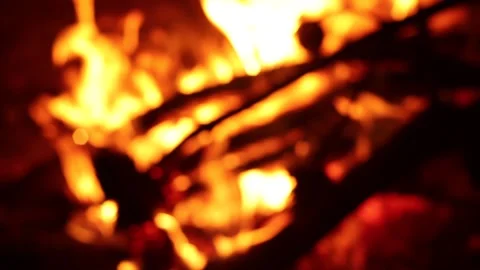 Racking Focus to Campfire in the Night Stock Footage 321430432