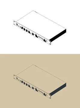 Rackmount audio amplifier isometric illustrations Stock Illustration