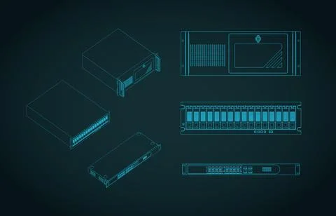 Rackmount server chassis blueprints イラスト素材