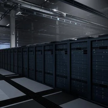 Rackmounts gear enabling neural network development, 3D rendering Illustrazione stock