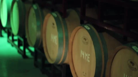 Racks of Wine Barrels Stock Footage 66382845