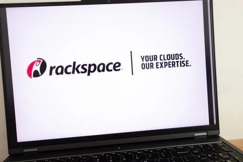 Rackspace Technology Inc cloud computing company on laptop Foto stock