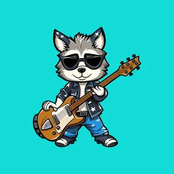 Racoon as rockstar vector illustration Stock Illustration