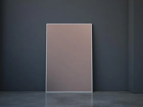 Rad picture frame in the dark interior. 3d rendering 스톡 일러스트
