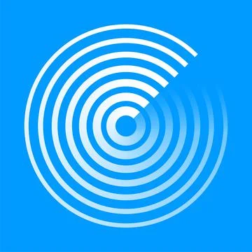 Radar abstract icon logo. Circle wave concentric line vector radar symbol 库存插图
