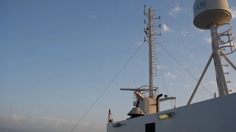 Radar and communication equipments of a passenger Ship. Video stock 120764010