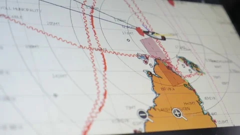 Radar and GPS control instruments of yachts, close up. Monitor screen navigator Stock Footage 84827852