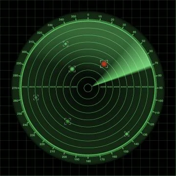 Radar  and sonar screen, detection monitor Stock Illustration