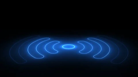 Radar animation. Signal source. Neon icon. Radio wave. Ultrasound propagation Stock Footage 300672457