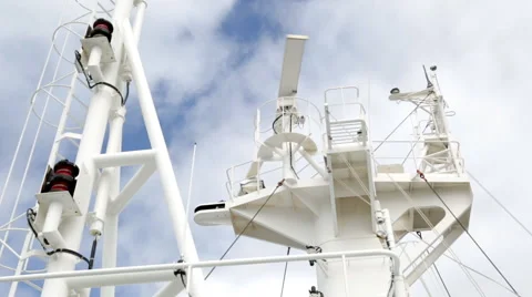 Radar antennas of cargo ship. Stock Footage 64301438