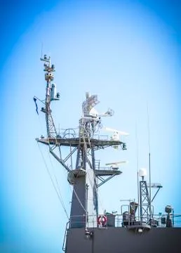 Radar on battleship Stock Photos