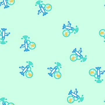 Radar calibration aircraft vector seamless pattern 스톡 일러스트