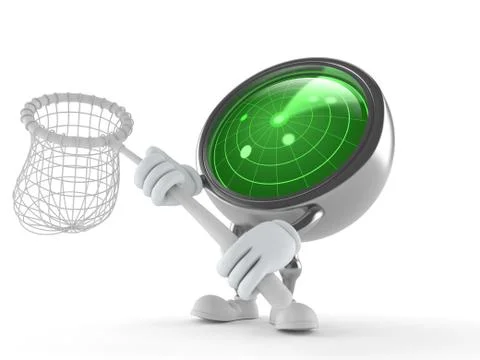 Radar character holding net Stock Illustration