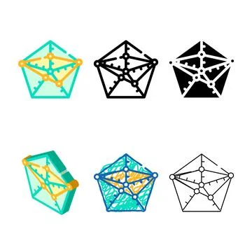 Radar chart color styleset icon vector flat Stock Illustration