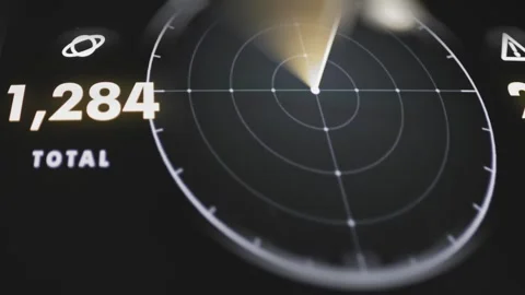 Radar dashboard counts 1284 tracked objects Stock Footage 342497308