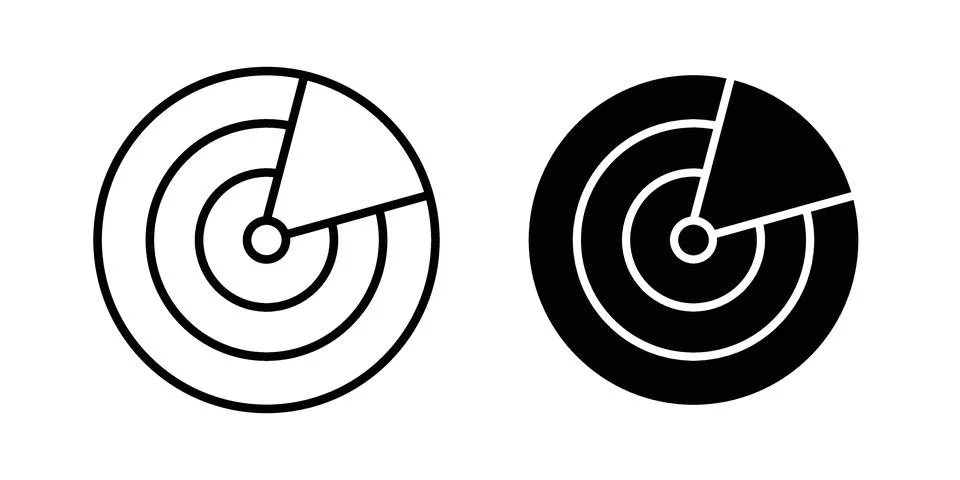 Radar detection icon set modern line and solid style collection. Stock Illustration