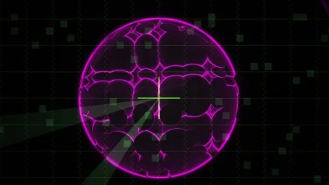 Radar Digital Technology Abstract Background with Purple Circle and Green S.. Stock Footage 343757856