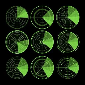Radar display array showing digital scanning interface Stock Illustration