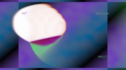 Radar Display of Deep Space Flying Big Burning Plasma Comet Front View Video stock 127666240