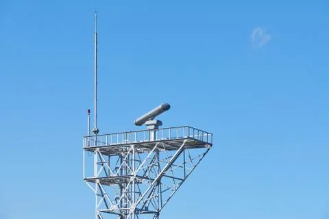 Radar equipment on a tower Foto stock