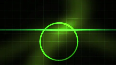 Radar Green Screen with Moving Line and Circle on Grid for Tech Interface Stock Footage 343757311