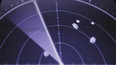 Radar grid tracks multiple objects in space Stock Footage 342496364