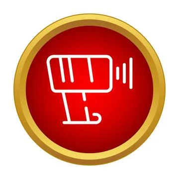 Radar gun measuring speed icon in red circle 스톡 일러스트