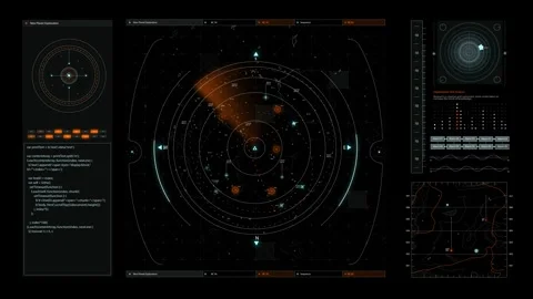 Radar HUD Animated realistic screen 4K Vídeo Stock 332992347