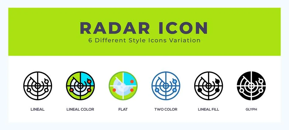 Radar icon in filled. thin line. outline stroke and flat style. 스톡 일러스트