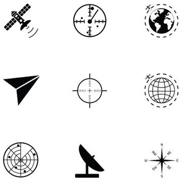 Radar icon set Stock Illustration