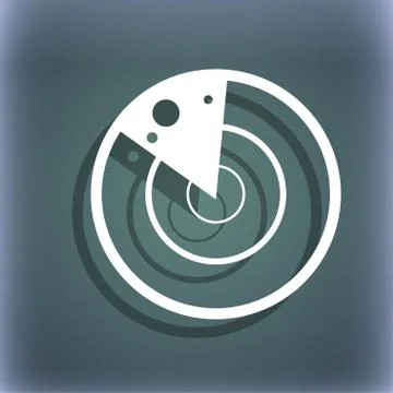 Radar icon sign. On the blue-green abstract background with shadow and space for Stock-Illustration
