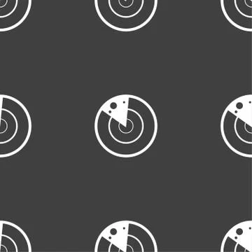 Radar icon sign. Seamless pattern on a gray background. Stock-Illustration