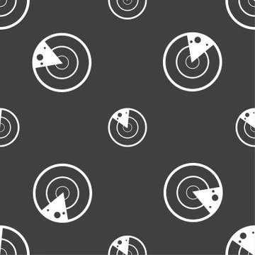 Radar icon sign. Seamless pattern on a gray background. Stock-Illustration