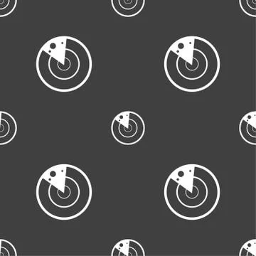 Radar icon sign. Seamless pattern on a gray background. Stock-Illustration