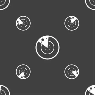 Radar icon sign. Seamless pattern on a gray background. Stock-Illustration