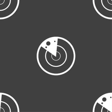 Radar icon sign. Seamless pattern on a gray background. Stock-Illustration