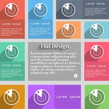 Radar icon sign. Set of multicolored buttons. Metro style with space for text Stock Illustration