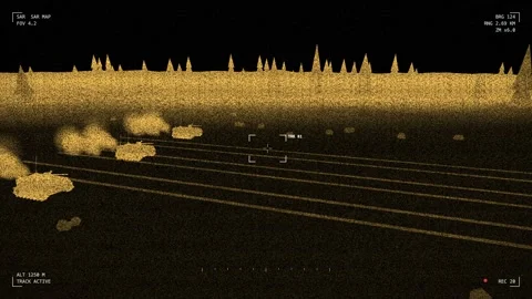 Radar imaging armed unmanned ground vehicle formation advancing 스톡 동영상 342301081